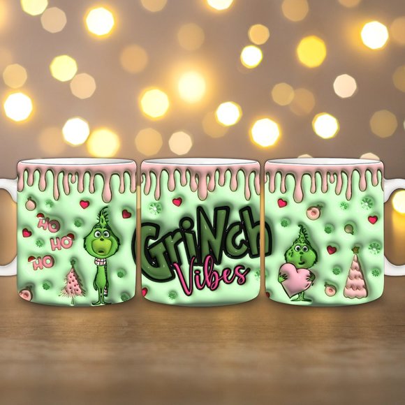 15oz Grinch Christmas 3D Coffee Mug Ceramic Cup - Picture 2 of 2